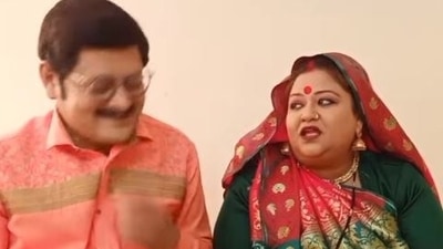 Soma Rathod with Rohitashv Gaud who plays his son on Bhabhiji Ghar Par Hain.
