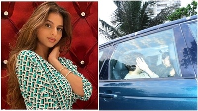 Suhana Khan spotted with a friend at Mannat. Suhana Khan spotted with a friend at Mannat.