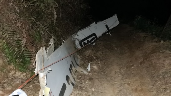 The crash created a deep pit in the mountainside, the official Xinhua News Agency reported, citing rescuers.(AFP)