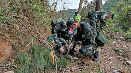 China Eastern Flight 5735 carrying 132 passengers and nine crew members crashed near the city of Wuzhou in the Guangxi region on March 21 while flying from Kunming in the southwestern province of Yunnan to the industrial centre of Guangzhou along the east coast. No survivors have been found as rescuers on Tuesday searched the scattered wreckage of the plane.(REUTERS)