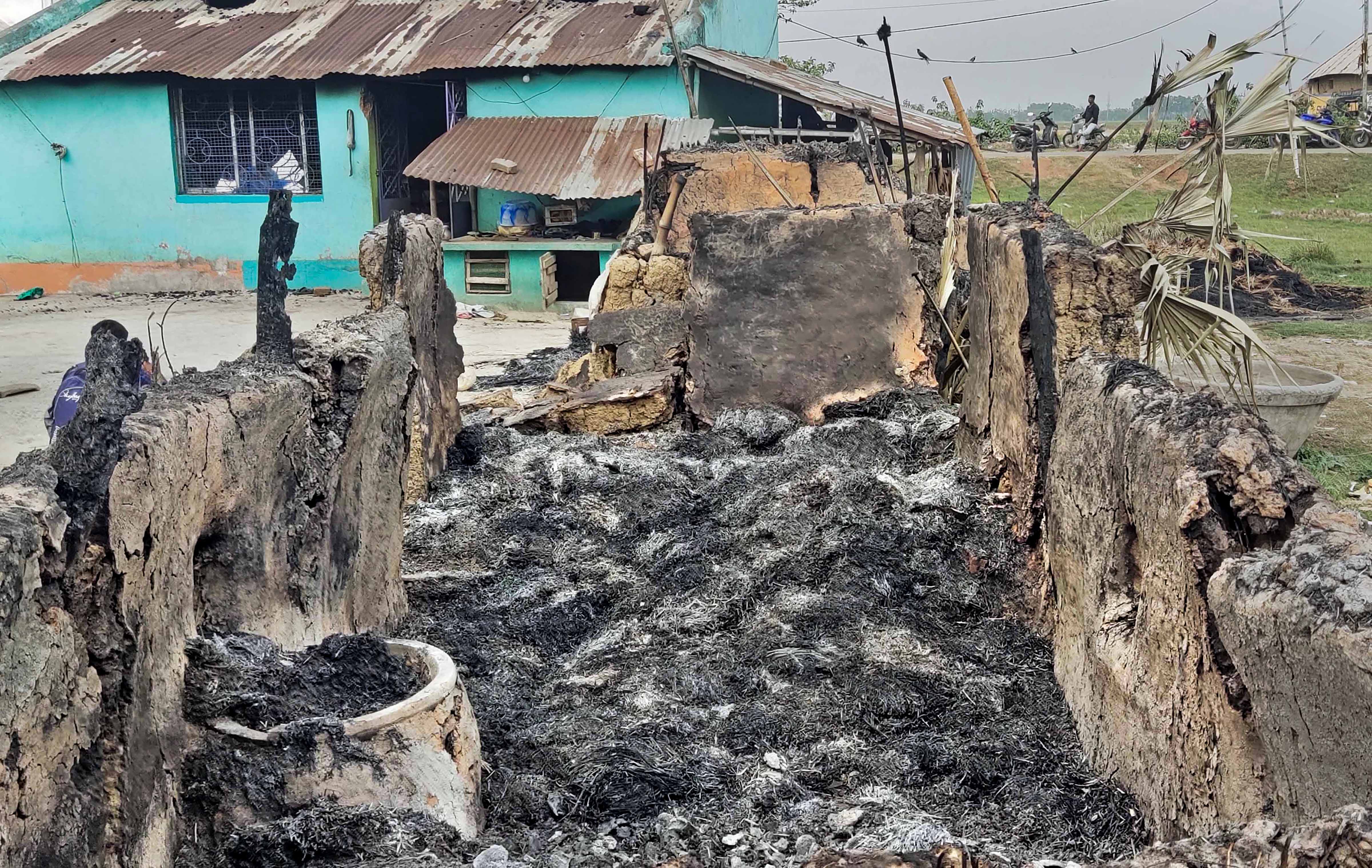Charred remains of the houses after some miscreants set the houses on fire in Birbhum district. (PTI) Charred remains of the houses after some miscreants set the houses on fire in Birbhum district. (PTI)