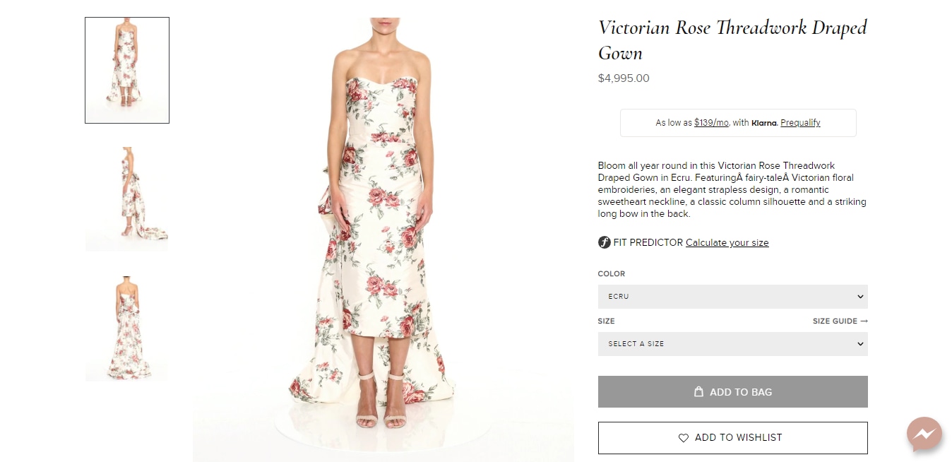 Nora Fatehi's floral embroidered dress.&nbsp; (marchesa.com)