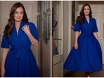 Dia Mirza often makes a statement with her impeccable fashion sense. The outfits she picks goes beyond just style. In her most recent Instagram post, the Rehnaa Hai Terre Dil Mein actor can be seen twirling in a comfortable relaxed fit pure cotton royal blue dress made from pure fabrics.(Instagram/@diamirzaofficial)