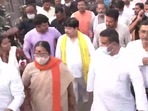Leader of Opposition Suvendu Adhikari along with BJP leaders in Birbhum