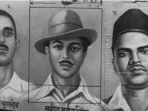 Indian Freedom Fighter Bhagat Singh, Shivaram Rajguru, Sukhdev Thapar.(HT Photo/Virendra Prabhakar) Indian Freedom Fighter Bhagat Singh, Shivaram Rajguru, Sukhdev Thapar.(HT Photo/Virendra Prabhakar)