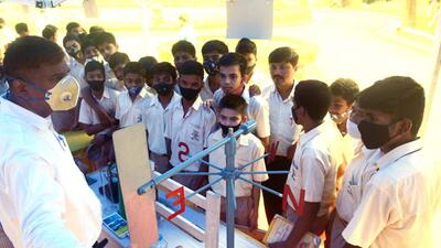 The theme this year was ‘early warning and early action’ and several school and college students participated in the exhibition. (Shankar Narayan/HT PHOTO)