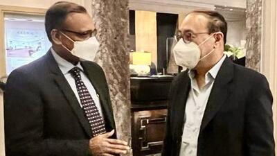 India’s permanent representative to the United Nations TS Tirumurti (left) with foreign Secretary Harsh Vardhan Shringla in New York on Wednesday. (Twitter photo)