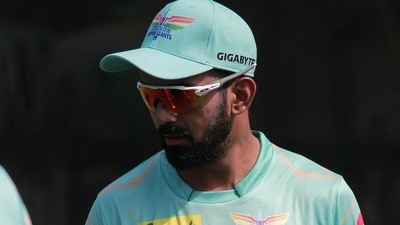 KL Rahul during nets for LSG. (Twitter/KL Rahul) KL Rahul during nets for LSG. (Twitter/KL Rahul)