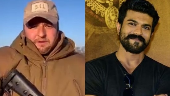 Rusty (left) was part of the security team of Ram Charan (right) when the actor shot RRR in Ukraine.