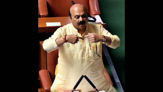 Karnataka chief minister Basavaraj Bommai defended the law minister and said that as per law, non-Hindus were not allowed to put up stalls near temples during festivals. (ANI)