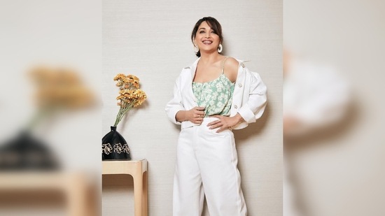Madhuri Dixit took to her Instagram handle to share a few pictures of herself in the outfit and captioned it, "Subtle statements!."(Instagram/@madhuridixitnene)