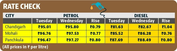 A look at the fuel rates of Chandigarh, Mohali and Panchkula. (HT File)