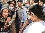 West Bengal CM Mamata Banerjee with the kin of the deceased in Birbhum on Thursday. West Bengal CM Mamata Banerjee with the kin of the deceased in Birbhum on Thursday.