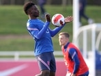 England's Bukayo Saka during training