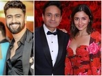 Katrina Kaif and Vicky Kaushal and Alia Bhatt with Apoorva Mehta. Katrina Kaif and Vicky Kaushal and Alia Bhatt with Apoorva Mehta.