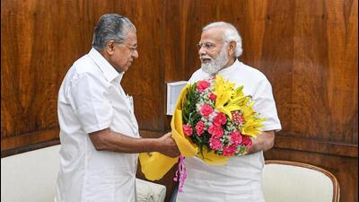 Kerala chief minister Pinarayi Vijayan with Prime Minister Narendra Modi in New Delhi on Thursday. (PTI) Kerala chief minister Pinarayi Vijayan with Prime Minister Narendra Modi in New Delhi on Thursday. (PTI)