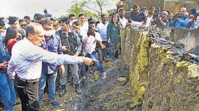 West Bengal Congress president Adhir Ranjan Chowdhury visits Bogtui village, in Birbhum district, on Thursday. (PTI) West Bengal Congress president Adhir Ranjan Chowdhury visits Bogtui village, in Birbhum district, on Thursday. (PTI)
