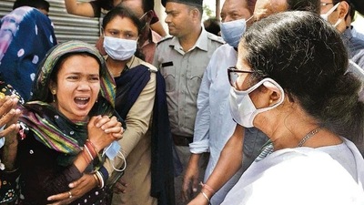 West Bengal CM Mamata Banerjee with the kin of the deceased in Birbhum on Thursday. West Bengal CM Mamata Banerjee with the kin of the deceased in Birbhum on Thursday.