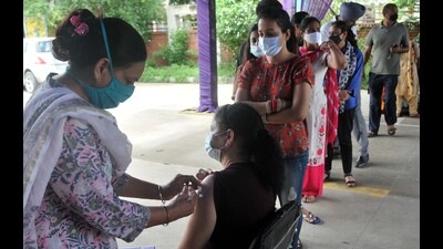 As many as 11,23,184 people have been administered the first dose in Mohali. taking the coverage to 137.79%. (HT File Photo) As many as 11,23,184 people have been administered the first dose in Mohali. taking the coverage to 137.79%. (HT File Photo)