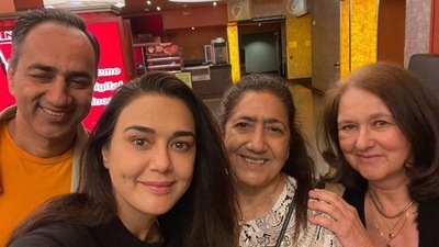 Preity Zinta shared a selfie from her recent family movie outing. Preity Zinta shared a selfie from her recent family movie outing.