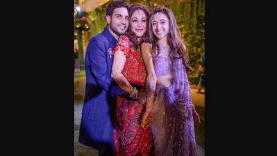 The image shows Tina Ambani with son Anmol and daughter-in-law Khrisha. (Instagram/@tinaambaniofficial)