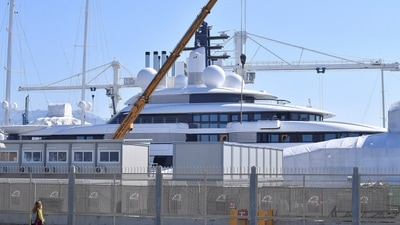 Scheherazade is moored in the harbour of the small Italian town of Marina di Carrara, Italy since September last year.&nbsp;