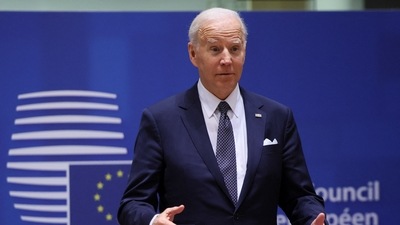 US President Joe Biden attends a European Union leaders summit amid Russia's invasion of Ukraine, in Brussels. (REUTERS)