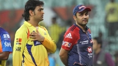 MS Dhoni and Virender Sehwag during the 2012 IPL. (Getty Images)
