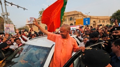 Yogi Adityanath will take oath as chief minister of Uttar Pradesh for a second time at 4 pm on Thursday. Yogi Adityanath will take oath as chief minister of Uttar Pradesh for a second time at 4 pm on Thursday.