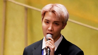 J-Hope of the South Korean boy band BTS speaks at the SDG Moment event as part of the UN General Assembly 76th session General Debate. (Reuters) (REUTERS)