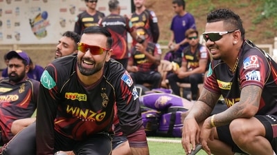 KKR's Mohammad Nabi (L) with Sunil Narine. (Twitter/KKRiders) KKR's Mohammad Nabi (L) with Sunil Narine. (Twitter/KKRiders)