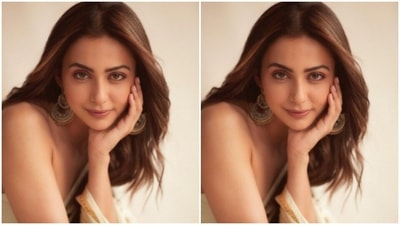 Rakul Preet’s off-shoulder blouse came with a knot detail at the back, The actor looked ravishing in the ethnic ensemble. (Instagram/@rakulpreet)