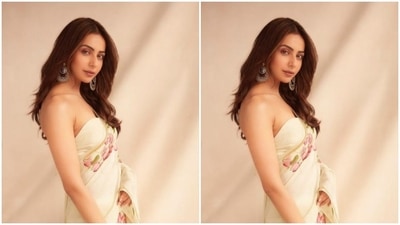Styled by hairstylist Aliya Shaikh, Rakul Preet wore her tresses open in wavy curls with a middle part. (Instagram/@rakulpreet)