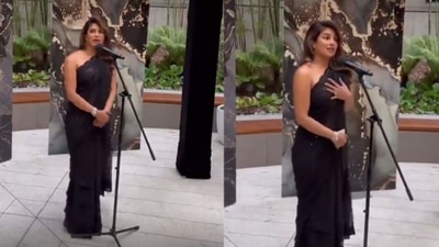 Priyanka Chopra gave a speech at the pre-Oscar party held on Wednesday. Priyanka Chopra gave a speech at the pre-Oscar party held on Wednesday. 