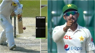 David Warner edges the ball during the sixth over of the second innings. (Twitter)