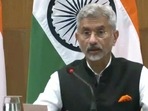 EAM S Jaishankar addresses the media after holding talks with his visiting Chinese counterpart Wang Yi in New Delhi on Friday. (ANI Twitter)