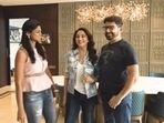 Madhuri Dixit and Sriram Nene in their new house with interior designer Apoorva Shroff. Madhuri Dixit and Sriram Nene in their new house with interior designer Apoorva Shroff.