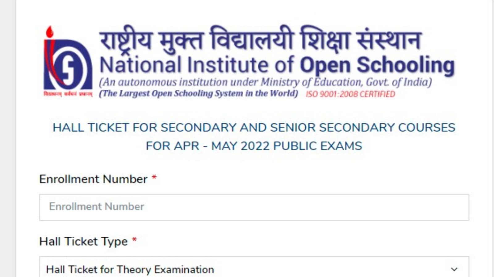 NIOS hall tickets 2022 for Class 10th, 12th public exams released at nios.ac.in