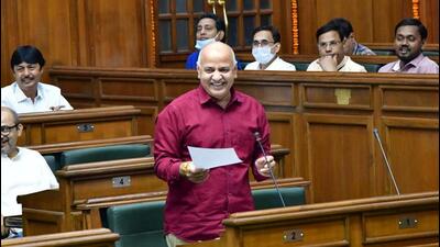 Delhi deputy chief minister Manish Sisodia presents the outcome budget during the Delhi Assembly, on Friday. (HT Photo) Delhi deputy chief minister Manish Sisodia presents the outcome budget during the Delhi Assembly, on Friday. (HT Photo)