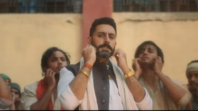 Abhishek Bachchan in Dasvi's song Macha Macha Re.