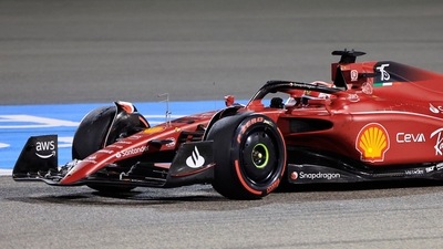 Ferrari's Charles Leclerc in action during the Bahrain GP. (REUTERS)