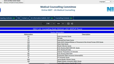 NEET Mop-up Round Counselling 2021: Those who registered and locked their choices for this round can go to mcc.nic.in to check the counselling results. (mcc.nic.in)
