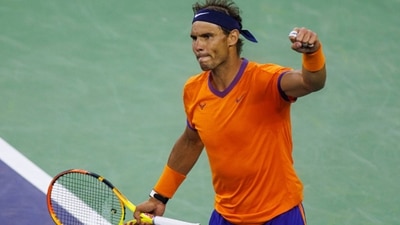 Rafael Nadal of Spain celebrates his victory over Carlos Alcaraz of Spain (Getty Images)