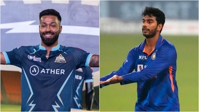 Hardik Pandya; Venkatesh Iyer (Gujarat Titans/AP) Hardik Pandya; Venkatesh Iyer (Gujarat Titans/AP)