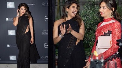 Priyanka Chopra with Anjula Acharia at the pre-Oscar party. Priyanka Chopra with Anjula Acharia at the pre-Oscar party. 