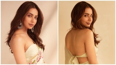 Loved Rakul Preet Singh's pista green floral silk saree and bustier blouse for Attack Promotions? It costs ₹26k Loved Rakul Preet Singh's pista green floral silk saree and bustier blouse for Attack Promotions? It costs ₹26k