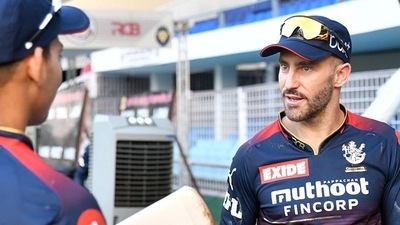 Faf du Plessis during RCB training session. (Twitter/RCBTweets) Faf du Plessis during RCB training session. (Twitter/RCBTweets)