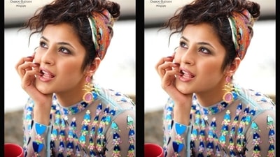 Shehnaaz accessorised the look by tying a printed multi-coloured silk headscarf on her head, and for jewellery, she chose statement gold earrings adorned with pretty gemstones. The star styled her curly locks in a quirky hairstyle. (Instagram/@shehnaazgill) Shehnaaz accessorised the look by tying a printed multi-coloured silk headscarf on her head, and for jewellery, she chose statement gold earrings adorned with pretty gemstones. The star styled her curly locks in a quirky hairstyle. (Instagram/@shehnaazgill)