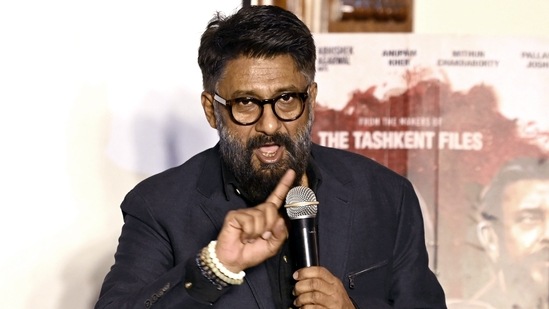 Director Vivek Agnihotri addresses a press conference regarding his movie The Kashmir Files in Delhi. (ANI)(Mohd Zakir)