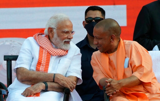 The Prime Minister said under Adityanath's leadership, Uttar Pradesh will write another new chapter of progress by fulfilling the aspirations of people.(AP)